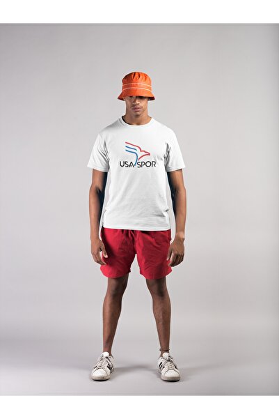 Usaspor Футболка з принтом, широким кроєм, велосипедним коміром і короткими рукавами