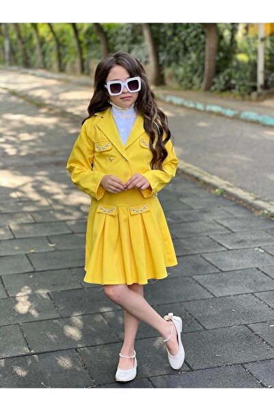 MELODY Sarı Zincir Detaylı Kız Çocuk Takım