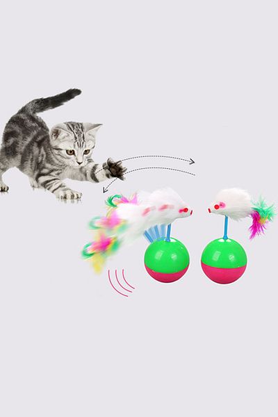 rianka Interactive Cat Mouse Hacıyatmaz Toy Helping to Throw Energy in the Shape of a Feathered Mouse