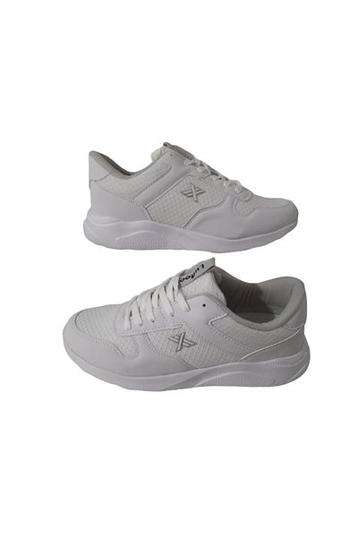 Lutton White-silver Laced Ultra Light Poly Sole Sports Shoes