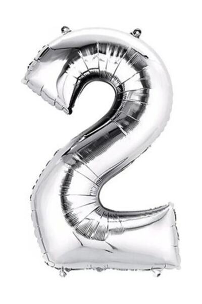 FOKUL بالون فويل رقم 2 100 سم فضي رمادي كبير الحجم 40 بوصة بالون فويل رقمين