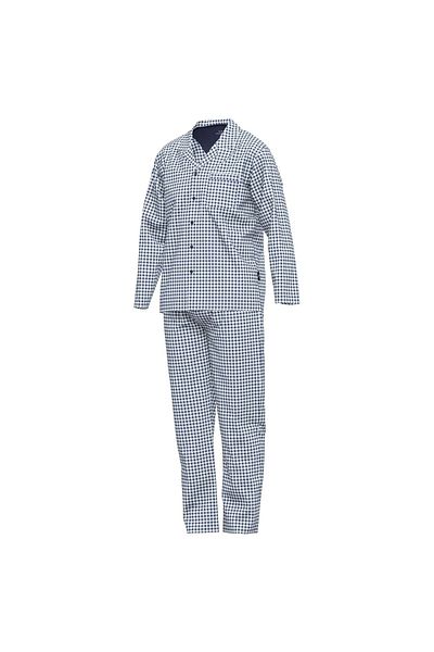 Götzburg GÖTZBURG Herren Schlafanzug - Nachtwäsche, Pyjama, Baumwolle, Knopfleiste, kariert, lang