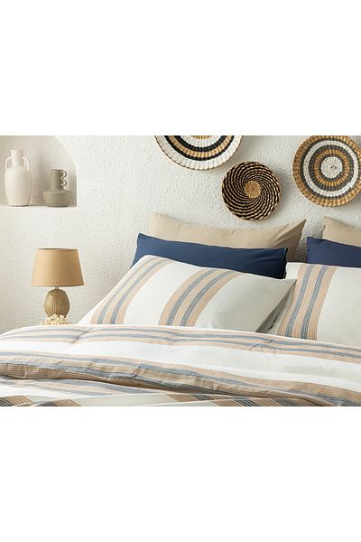 English Home Navy Blue-Beige Single Aquatic Texture Duvet Cover Set - 160x220 cm