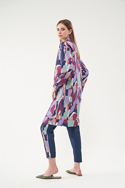 Mevra Mia Desenli Tesettür Mayo Lavanta Uzun