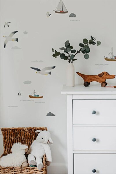 WALLHUMAN Autocolant de perete pentru camera copiilor peisaj marin