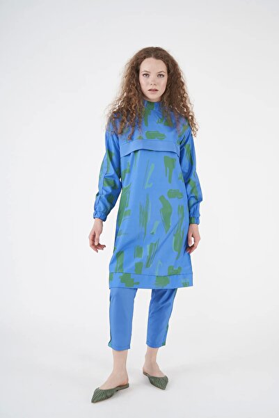 Mevra Maysa Desen Тесеттур Майо Синьо-зелений Довгий