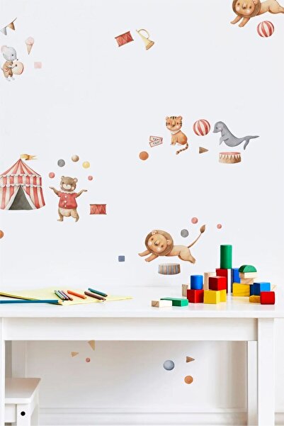 WALLHUMAN Sirk Hayvanları Çocuk Odası Duvar Stickerı