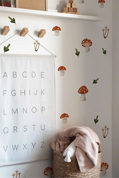 WALLHUMAN Kırmızı Mantar Diyarı Çocuk Odası Duvar Stickrı