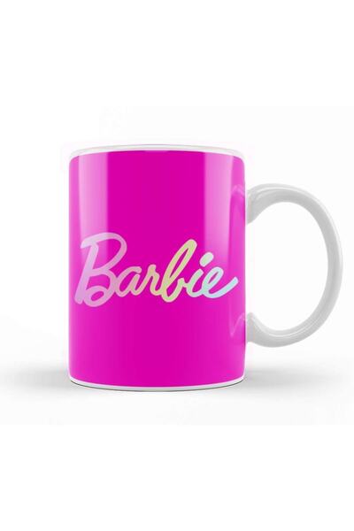 Baskı Dükkanı Barbie Logo Kupa Bardak Porselen
