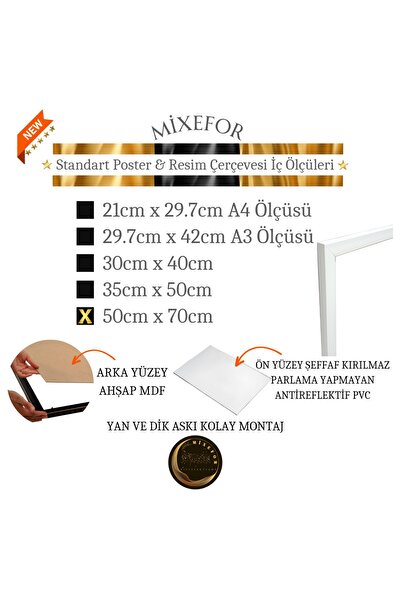 mixefor 50cm X70Cm Size Blank Frame -Poster Photo Picture Frame Color White Front Surface Anti-Reflective