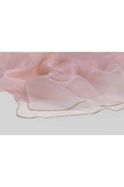 ARMANDA Evening Dress Shawl with Stone Edge Beige Candy Pink