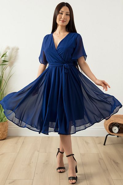 PULLIMM Sleeves Flounced Chiffon Dress 22-253