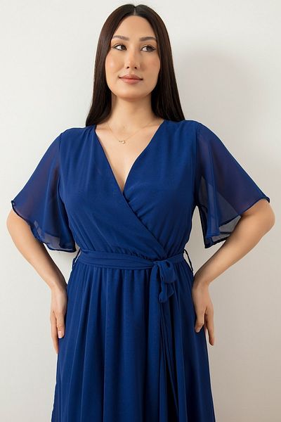 PULLIMM Sleeves Flounced Chiffon Dress 22-253
