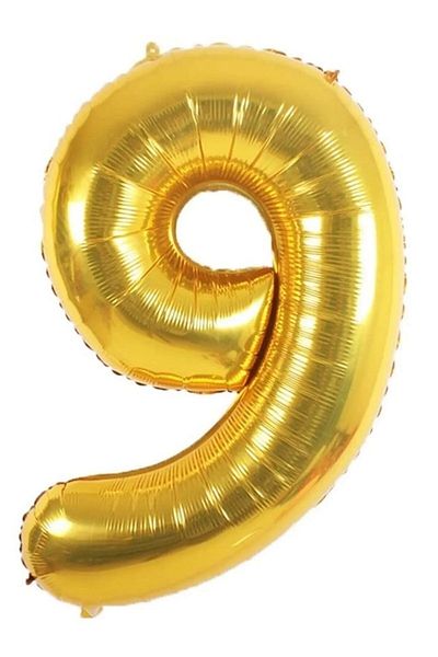 FOKUL Foil 9 Number Balloon 100 Cm Gold Gold Large Size 40inc Nine Number Foil Balloon