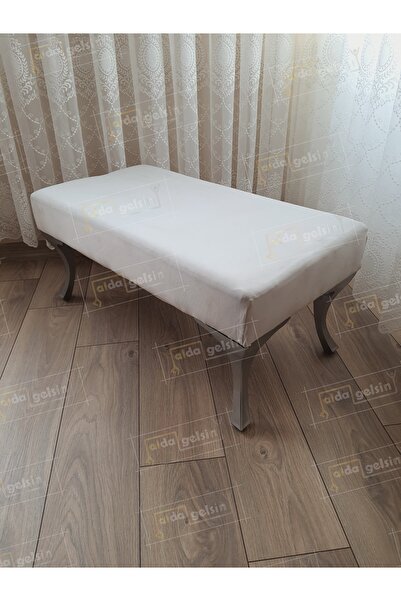 aldagelsin Ayak Ucu Kapı Önü Antre Düz Bench Puf Orta Sehpa Gümüş Ayak