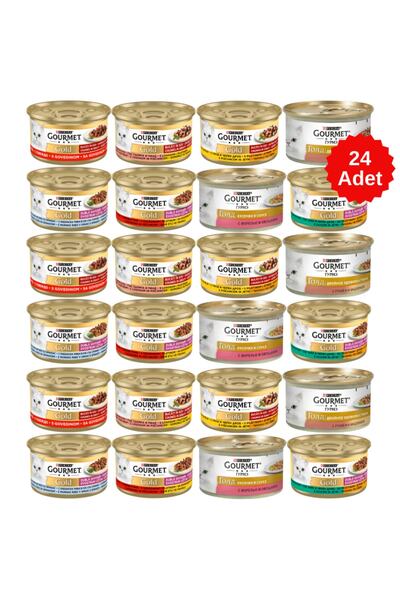 Gourmet Karışık Parça Etli Kedi Konserve Maması 85 Gr 24 Adet