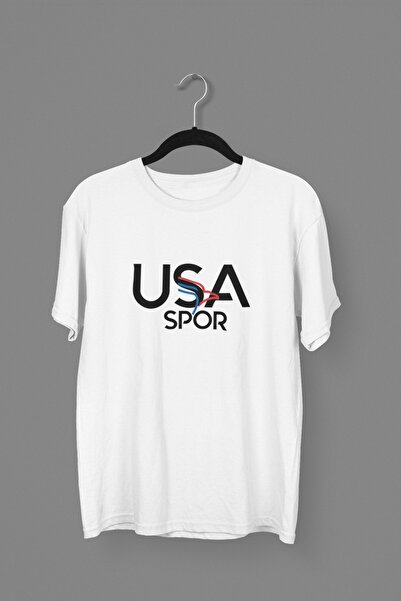 Usaspor Футболка з принтом, широким кроєм, велосипедним коміром і короткими рукавами