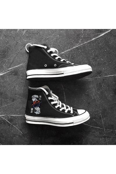 Touz Jujutsu Kaisen Printed Unisex Black Canvas Shoes