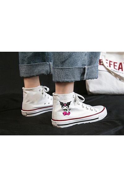 Touz Blunt Blunt Kuromi Print White Canvas Shoes