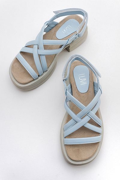 LuviShoes صندل نسائي من الجلد الطبيعي باللون الأزرق من SENZA