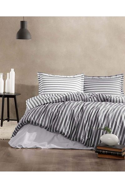 Özdilek Ranforce Double Duvet Cover Set-trioline Anthracite