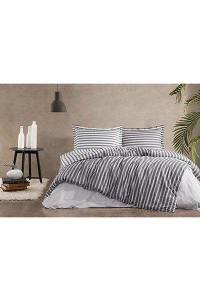 Özdilek Ranforce Double Duvet Cover Set-trioline Anthracite