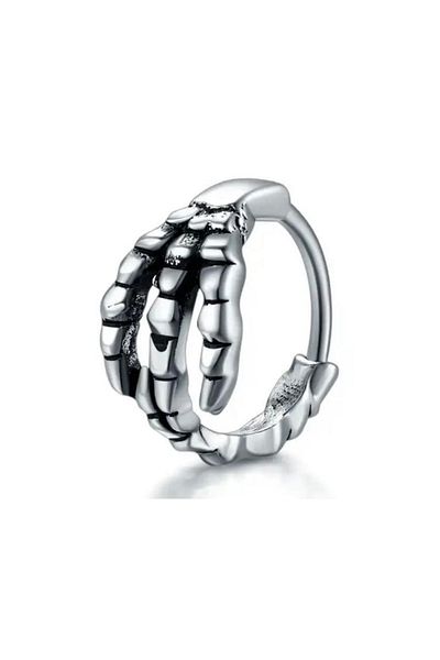 Jaida Moda Unisex Gray Claw Figure Gothic Sports Steel Hoop Earrings