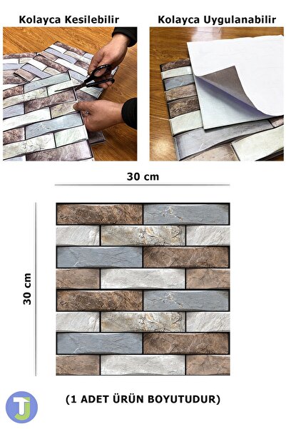 Technojet 30X30cm 3D Kendinden Yapışkanlı Duvar Kağıdı Kaplama Su Geçirmez Dekorasyon Mutfak Banyo