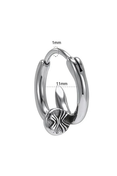 Jaida Moda Unisex Gray Screw Look Gothic Sports Steel Hoop Earrings