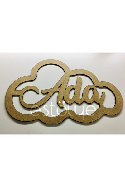 estölye Kapı Süsü Isimli Bulut Kasnak,makrome Bulut,makrome Isimlik 30x20cm Ham Ahşap G2e9ll2k7