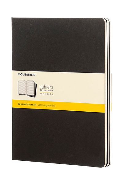 Moleskine Cahier XL 3-Piece Checked Notebook, 19x25cm Black