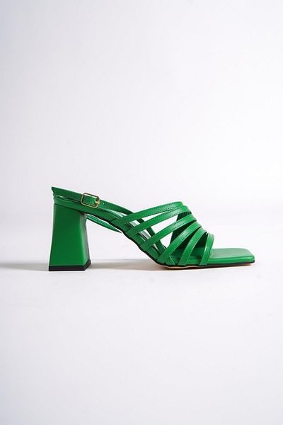 Modabuymus Butterfly M Green Thick Heeled Multi-Strapped Shoes