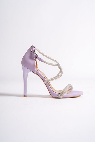 Modabuymus Palermo Lilac Knitted Stone Platform Heeled Evening Dress Shoes