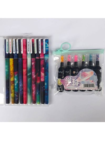 NaSaDAN Galaxy 10-Piece Gel Pen and Highlighter Set of 2
