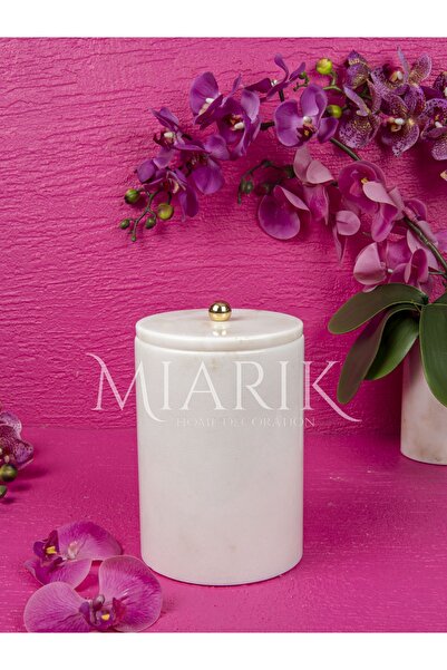 MIARIK DESIGN & DEKORASYON DEKORATİF BEYAZ MERMER ÇÖP KOVASI YAPRAK AKSESUAR ...