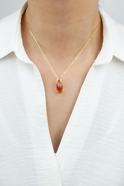 Pridza İnce Zincir Kristal Uçlu Kolye