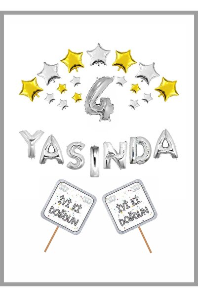 Doğumgünü Marketim Σετ γιορτής γενεθλίων SILVER Concept για την ετήσια γιορτή...