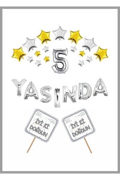 Doğumgünü Marketim Σετ γιορτής γενεθλίων SILVER Concept για την ετήσια γιορτή...