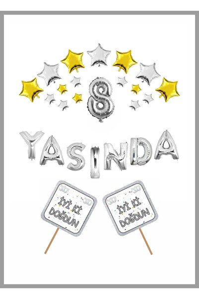 Doğumgünü Marketim Σετ γιορτής γενεθλίων Silver Concept για τα 18α γενέθλια