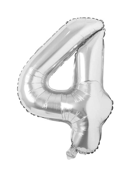 FOKUL Foil 4 Digit Balloon 36 Cm Silver Gray Small Size 16inc Four Digit Foil Balloon