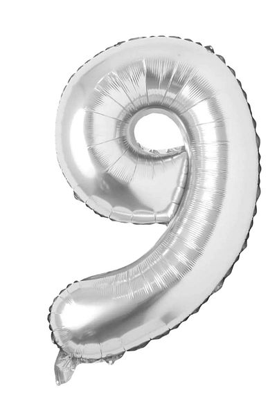 FOKUL Foil 9 Number Balloon 36 Cm Silver Gray Small Size 16inc Nine Number Foil Balloon