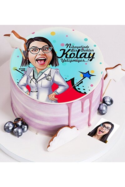 Bk Gift Kişiye Özel Doktor Karikatür Baskılı Yaş Pasta İçin Yenilebilir Şekerli Kağıt - 1