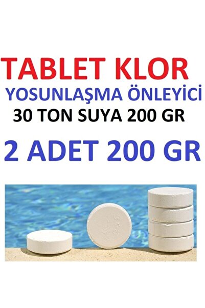 Ekodoğa Tablet Klor 200 gr 2 Adet Yosun Önleyici Havuz Temizleyici Havuz Tablet Kloru Su Dezenfektanı