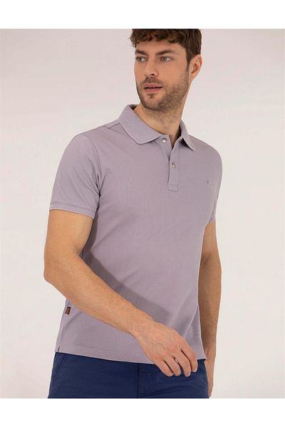 Pierre Cardin Μπλουζάκι με λαιμόκοψη πόλο λιλά Slim Fit Basic