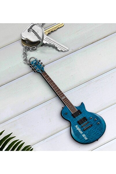 Bk Gift Kişiye Özel İsimli Elektro Gitar Enstrüman Ahşap Anahtarlık-1