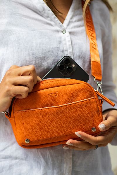 Garbalia West Adjustable Cross Handle and Shoulder Strap Mini Orange Women's Bag with Magnet and Zipper