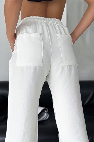 FEMELLE Dámské nové sezónní kalhoty z modalové tkaniny se stahovací šňůrkou a dvojitou kapsou