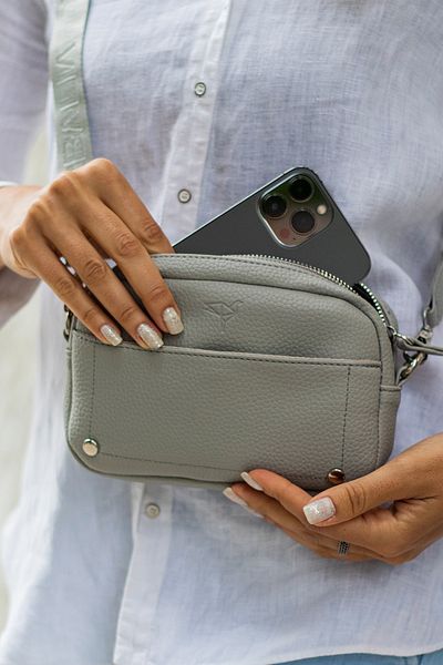 Garbalia West Adjustable Cross Handle and Shoulder Strap Mini Gray Women's Bag with Magnet and Zipper