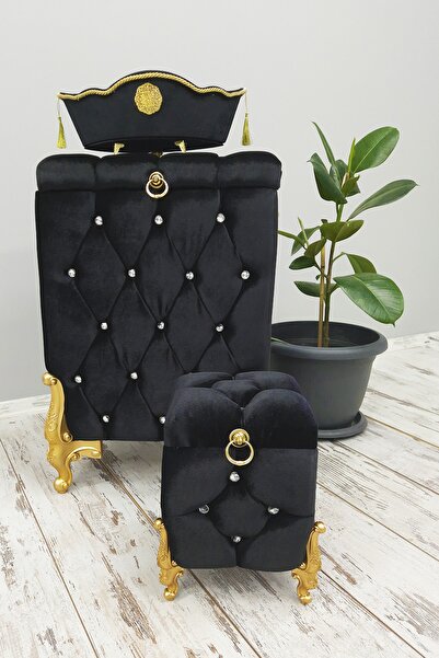 Teksev Σετ μπάνιου 3 τεμαχίων καπιτονέ μαύρο | Καλάθι ρούχων από μεταξωτό βελούδο MDF | Σετ Καλάθι Ακαθαρσιών