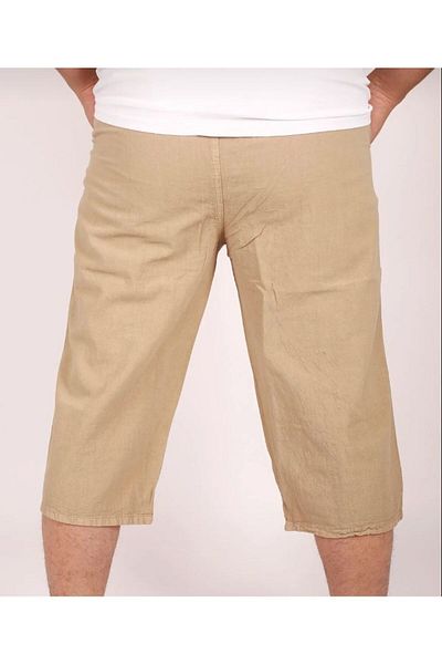 FATELLA Men's Soft Raw Cloth Elastic High Waist Comfortable Fit Natural Capri